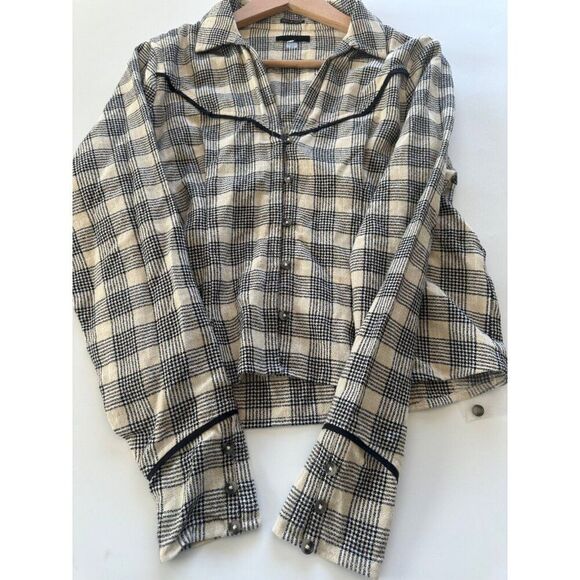 MOTHER The Lookin For Trouble Top Check It Plaid In Black M Rodeo Coastal Cowgir - Picture 5 of 12